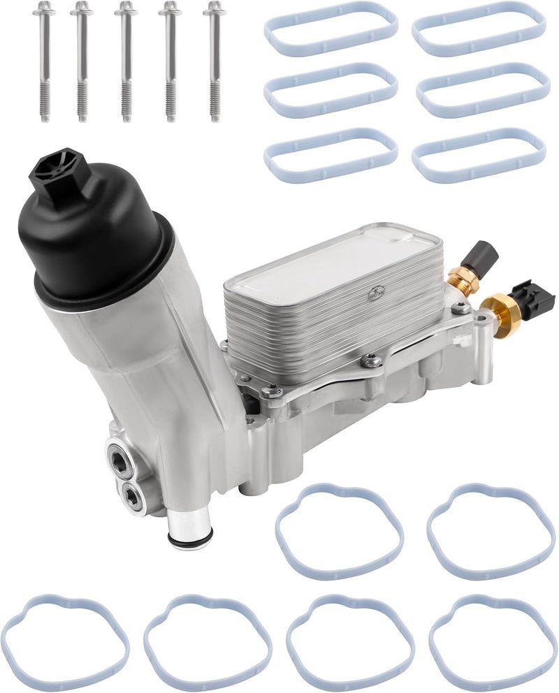 Ntoauto 926-876 Aluminum Engine Oil Cooler with Filter Housing Adapter Fit 2011-2016 Chrysler 200/300,Dodge Charger/Challenger/Journey,Jeep Wrangler/Grand Cherokee,Ram ProMaster 1500-Replaces OEM 68105583AF - Image 1